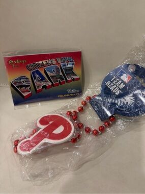 Philadelphia Phillies Bead Necklace & Multiple Postcards from 2013